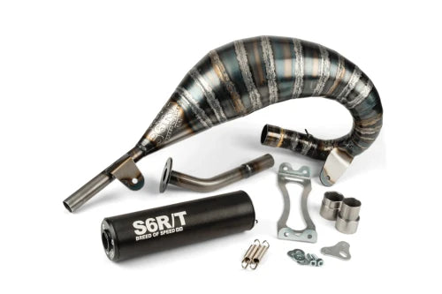 Marmitta Stage6 R/T Passaggio alto 70/80cc per HM E VENT 50 TUTTI I MODELLI - Completa di silenziatore CNC NERO