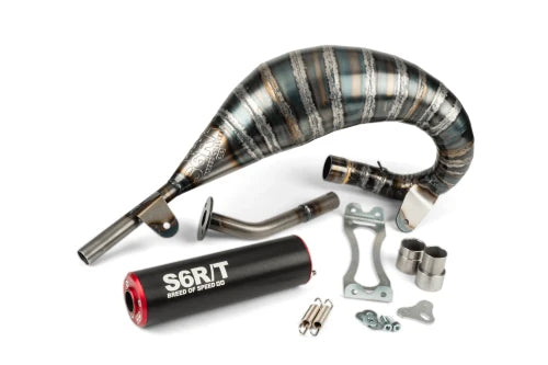 Marmitta Stage6 R/T Passaggio alto 70/80cc per HM E VENT 50 TUTTI I MODELLI - Completa di silenziatore CNC NERO
