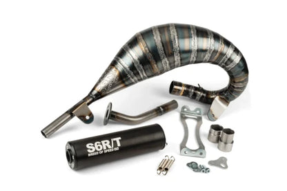Marmitta Stage6 R/T Passaggio alto 70/80cc per HM E VENT 50 TUTTI I MODELLI - Completa di silenziatore CNC NERO