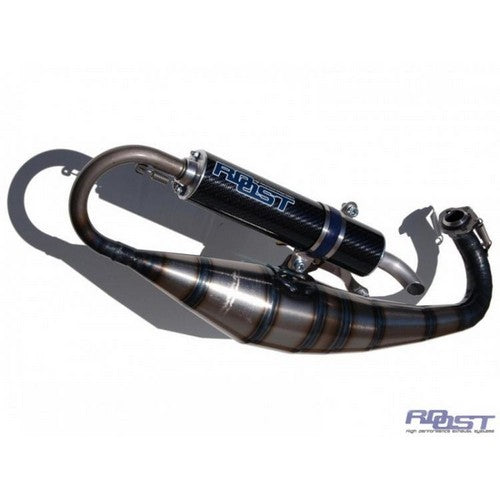 MARMITTA ROOST MOTORI PIAGGIO / GILERA PER GRUPPI TERMICI POLINI BIG EVO 84CC SILENZIATORE CARBONIO, CON COLLETTORE A 3