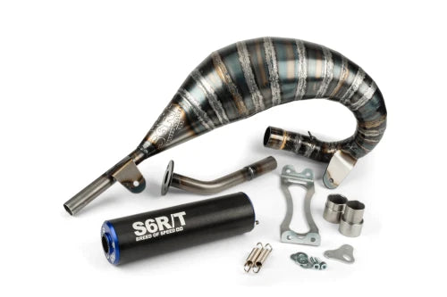Marmitta Stage6 R/T Passaggio alto 70/80cc per HM E VENT 50 TUTTI I MODELLI - Completa di silenziatore CNC NERO